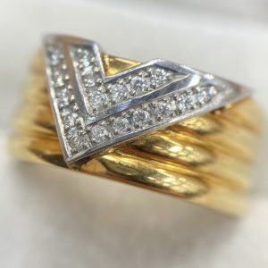 K18/Pt850 メレダイヤ リング 18金 750 プラチナ850